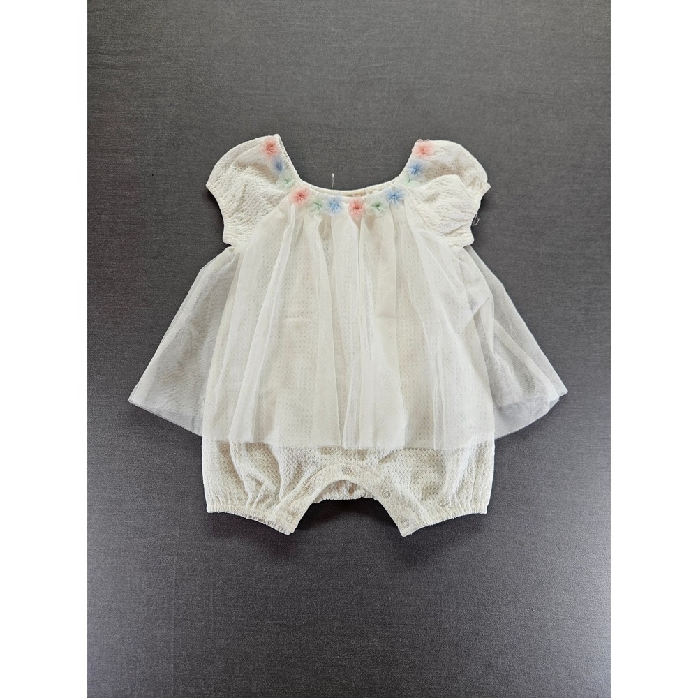 Peek Kids Baby Girls Off White Tulle Floral Romper 18-24M NWT QPR03467I-S102
